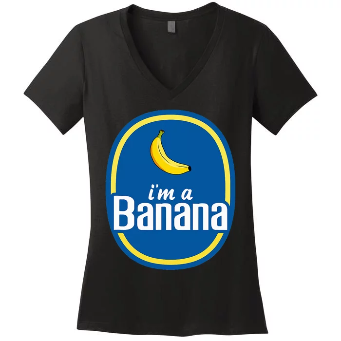 IM A Banana Costume Halloween Fruit Sticker Yellow Women's V-Neck T-Shirt