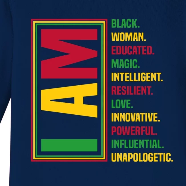 I Am Black Black History Month Gift Baby Long Sleeve Bodysuit