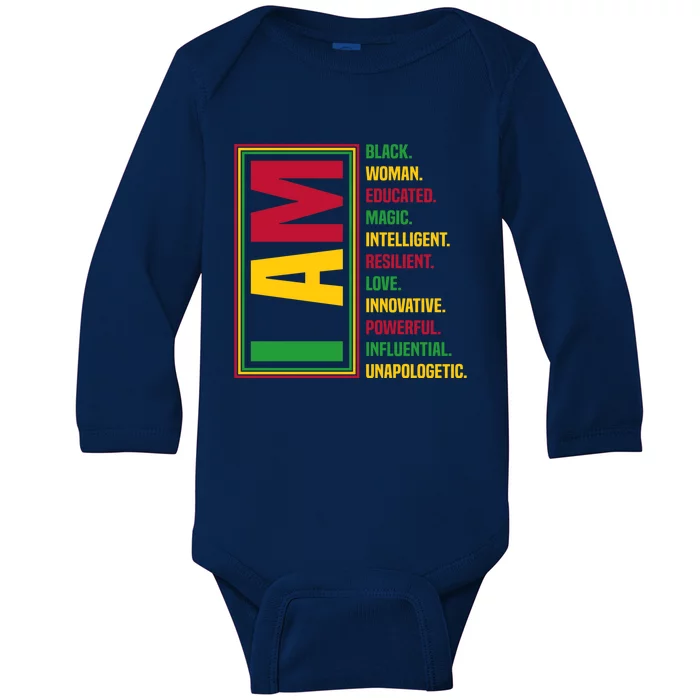 I Am Black Black History Month Gift Baby Long Sleeve Bodysuit