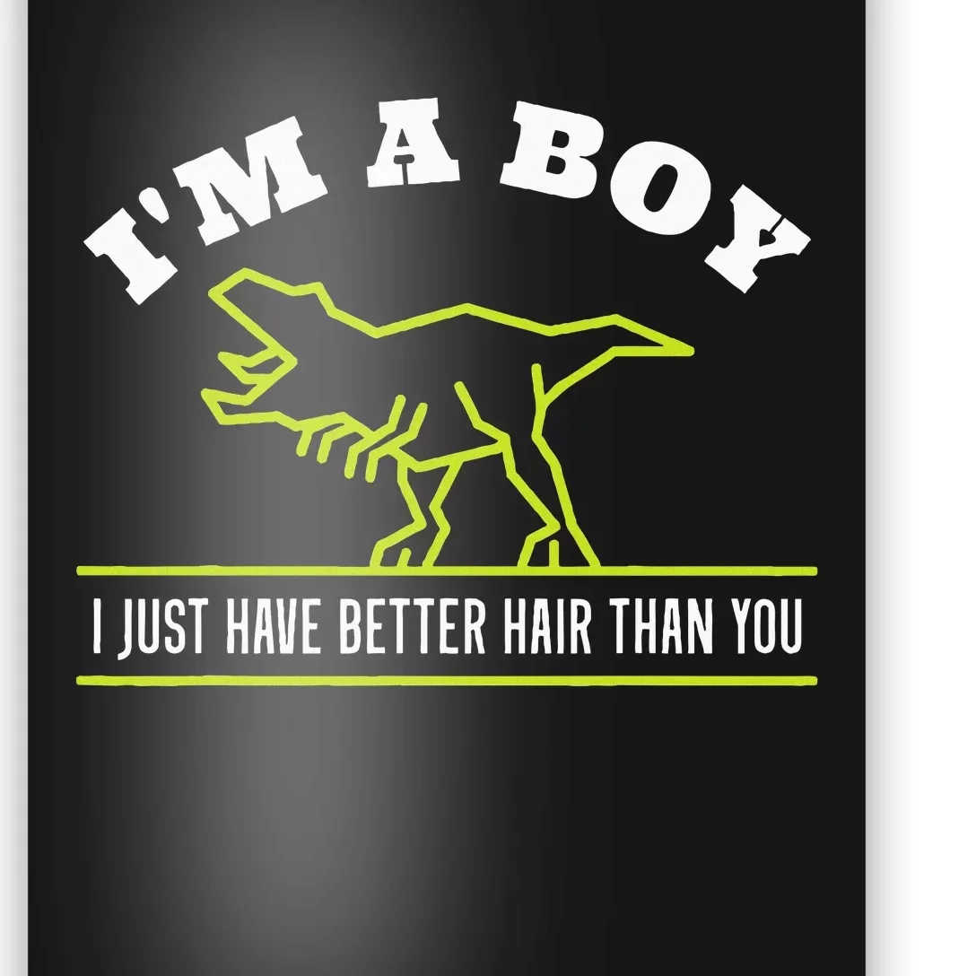 IM A Boy Just Have Better Hair Dinosaur Boy With Long Hair Poster