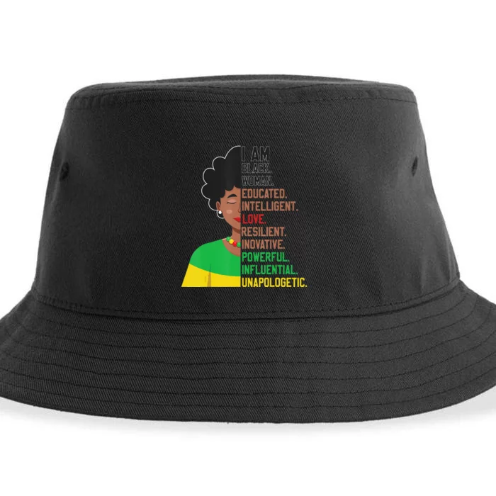 I Am Black Woman Educated Unapologetic African Sustainable Bucket Hat