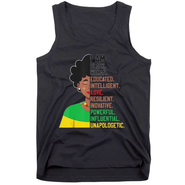 I Am Black Woman Educated Unapologetic African Tank Top