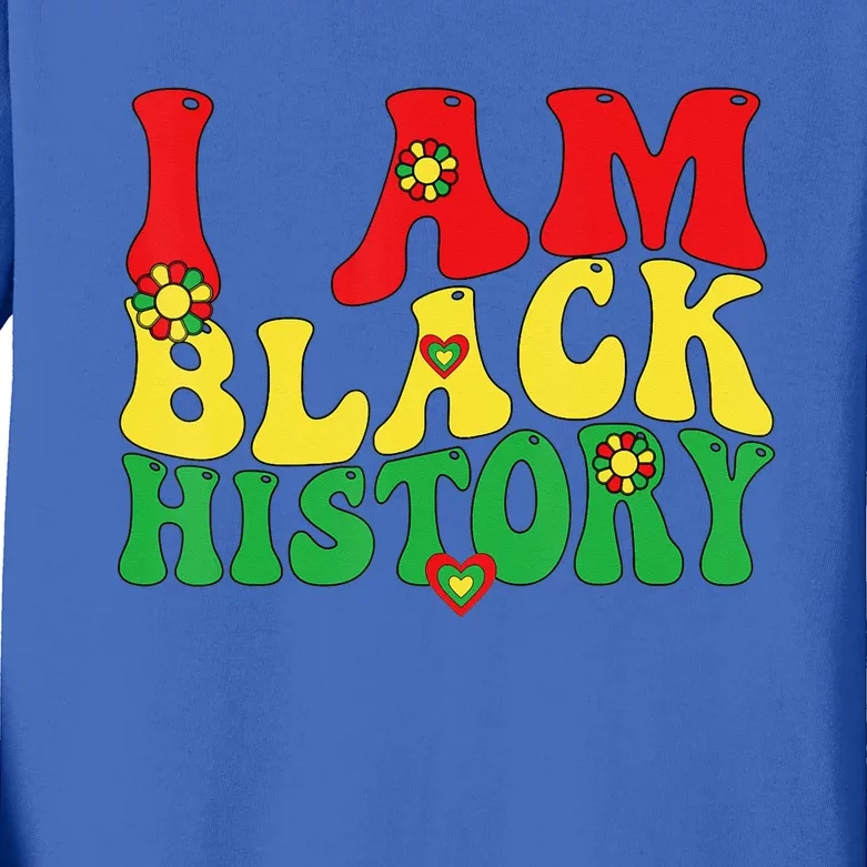 I Am Black History Groovy Black History Month Kids Long Sleeve Shirt