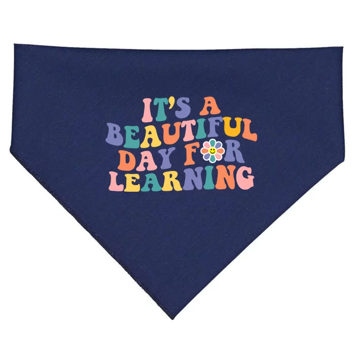 It's A Beautiful Day For Learning Back To School Retro USA-Made Doggie Bandana