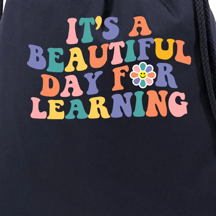 It's A Beautiful Day For Learning Back To School Retro Drawstring Bag