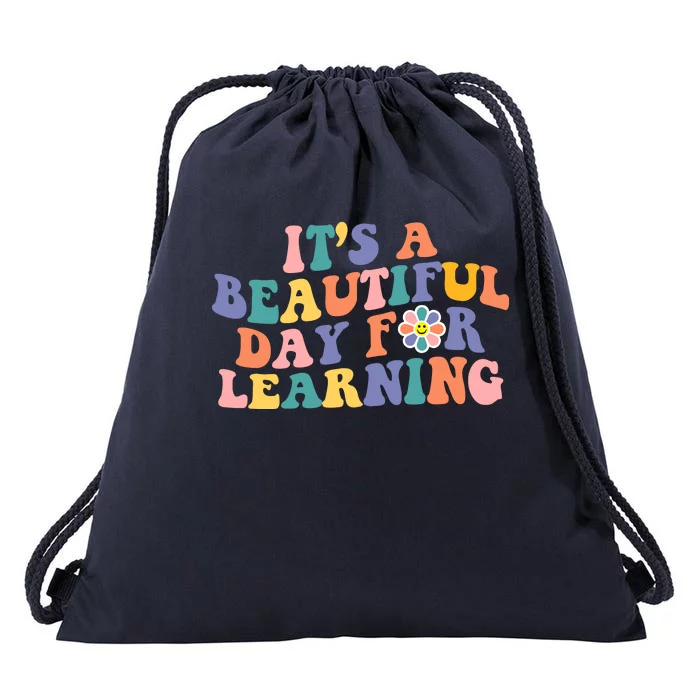 It's A Beautiful Day For Learning Back To School Retro Drawstring Bag