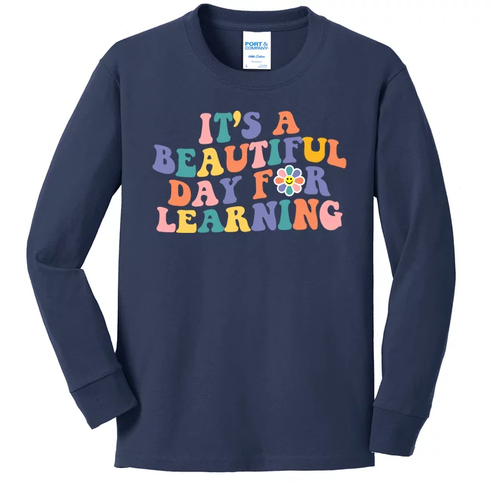 It's A Beautiful Day For Learning Back To School Retro Kids Long Sleeve Shirt