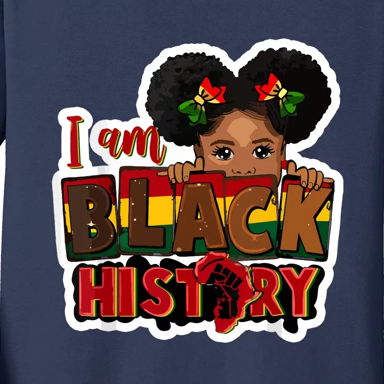 I Am Black History Juneteenth Black Melanin Kids Long Sleeve Shirt