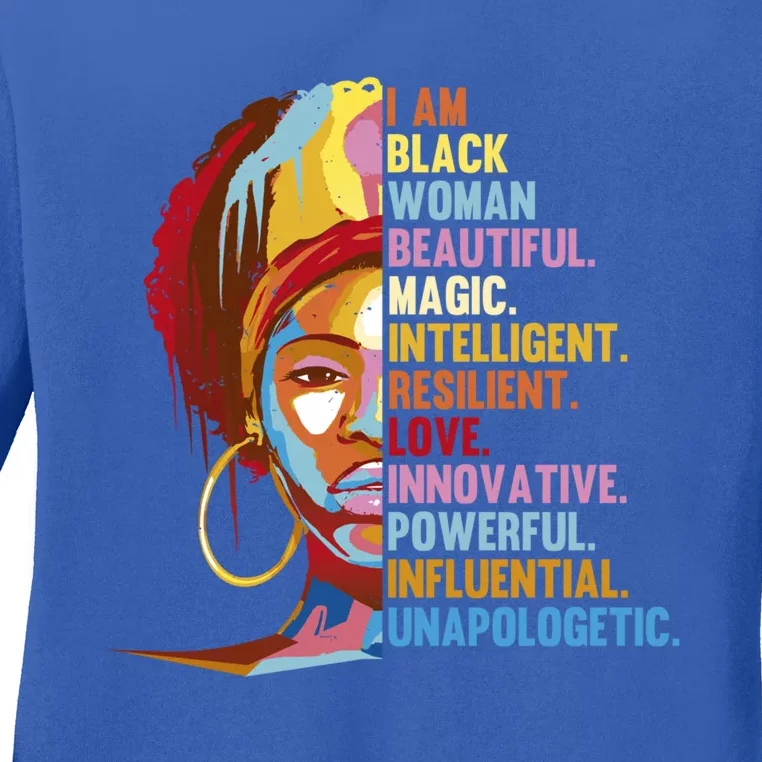 I Am Black Beautiful Magic Black History Month Great Gift Ladies Long Sleeve Shirt