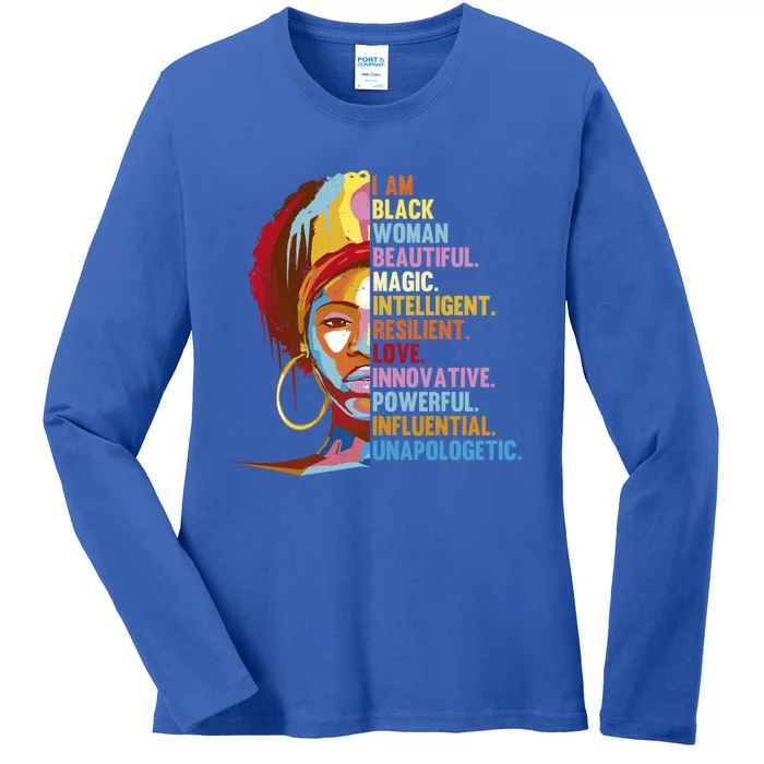 I Am Black Beautiful Magic Black History Month Great Gift Ladies Long Sleeve Shirt