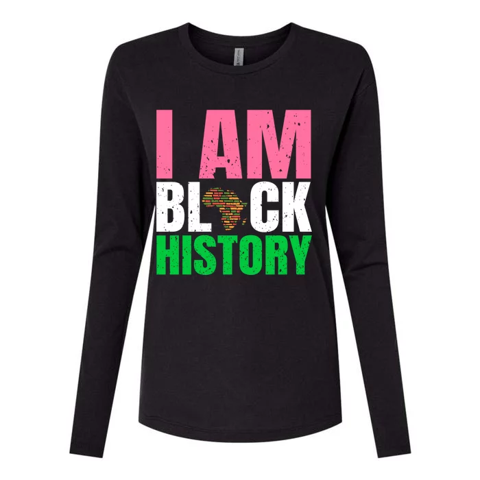 I Am Black History Month Juneteenth Pink And Green Gift Womens Cotton Relaxed Long Sleeve T-Shirt