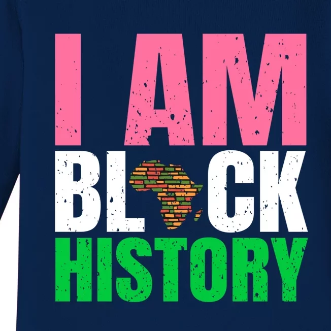 I Am Black History Month Juneteenth Pink And Green Gift Baby Long Sleeve Bodysuit