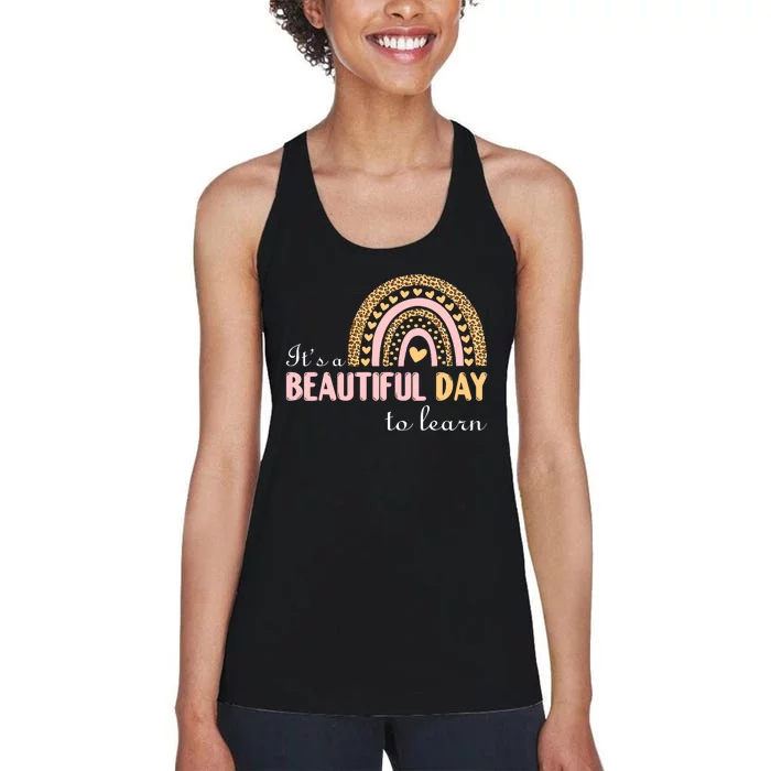 ItS A Beautiful Day To Learn Rainbow Heart Women's Racerback Tank