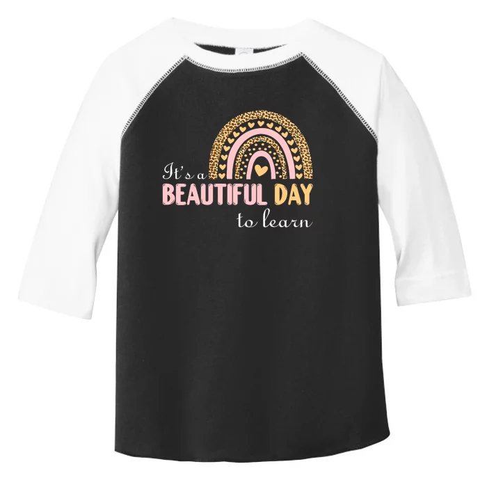 ItS A Beautiful Day To Learn Rainbow Heart Toddler Fine Jersey T-Shirt