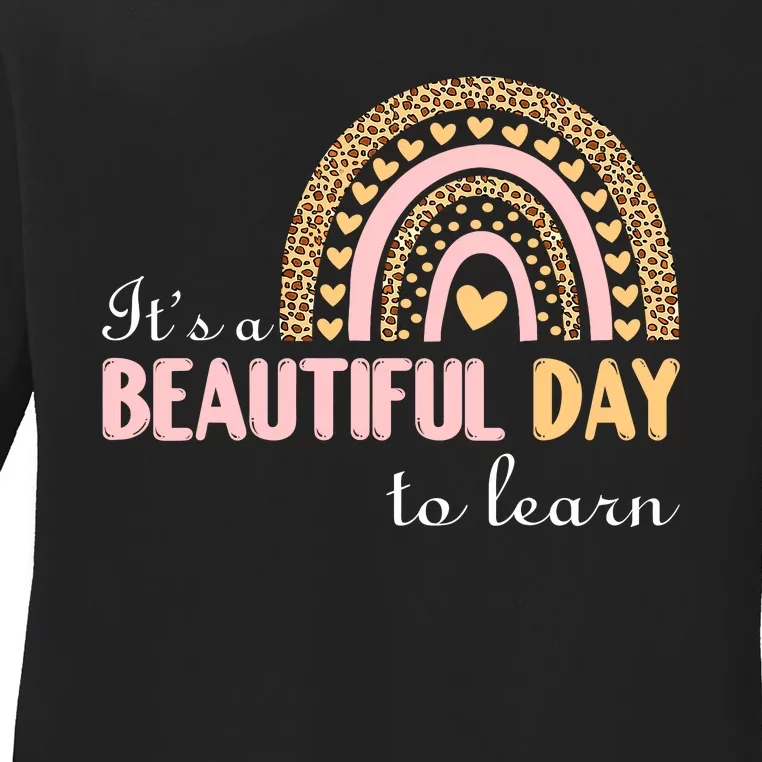 ItS A Beautiful Day To Learn Rainbow Heart Ladies Long Sleeve Shirt