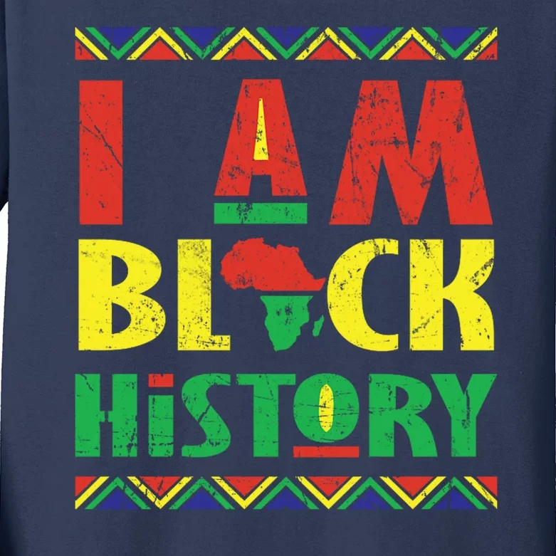 I Am Black History African American Pride Kids Long Sleeve Shirt