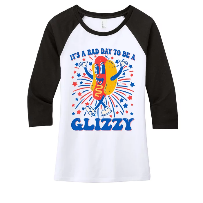 It’S A Bad Day To Be A Glizzy 4th Of July Hotdog Women's Tri-Blend 3/4-Sleeve Raglan Shirt