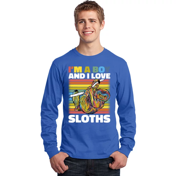 I'm A Boy And I Love Sloths Cool Gift Long Sleeve Shirt