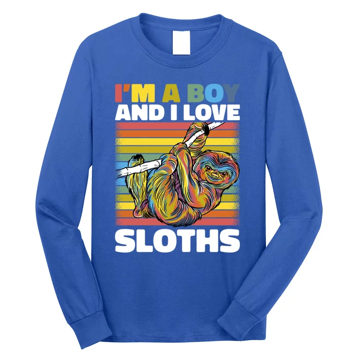 I'm A Boy And I Love Sloths Cool Gift Long Sleeve Shirt