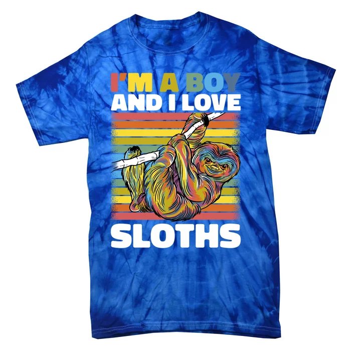 I'm A Boy And I Love Sloths Cool Gift Tie-Dye T-Shirt