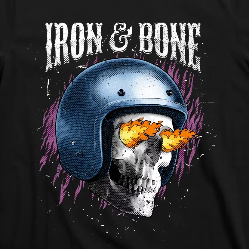 Iron And Bone Skull Biker Flame T-Shirt