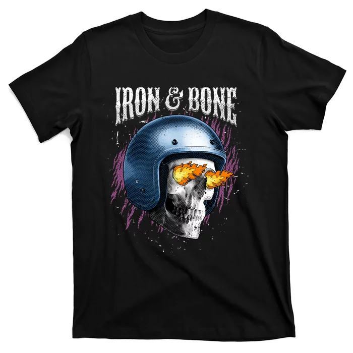 Iron And Bone Skull Biker Flame T-Shirt