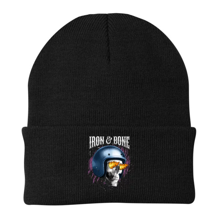 Iron And Bone Skull Biker Flame Knit Cap Winter Beanie