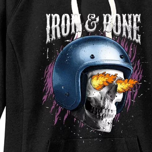 Iron And Bone Skull Biker Flame Women's Fleece Hoodie