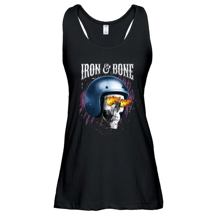 Iron And Bone Skull Biker Flame Ladies Essential Flowy Tank