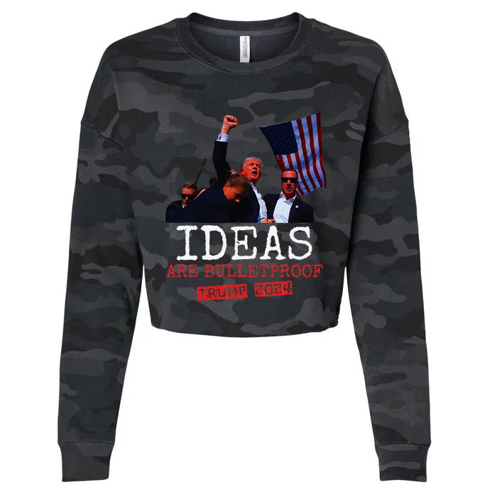 Ideas Are Bulletproof Trump 2024 Cropped Pullover Crew