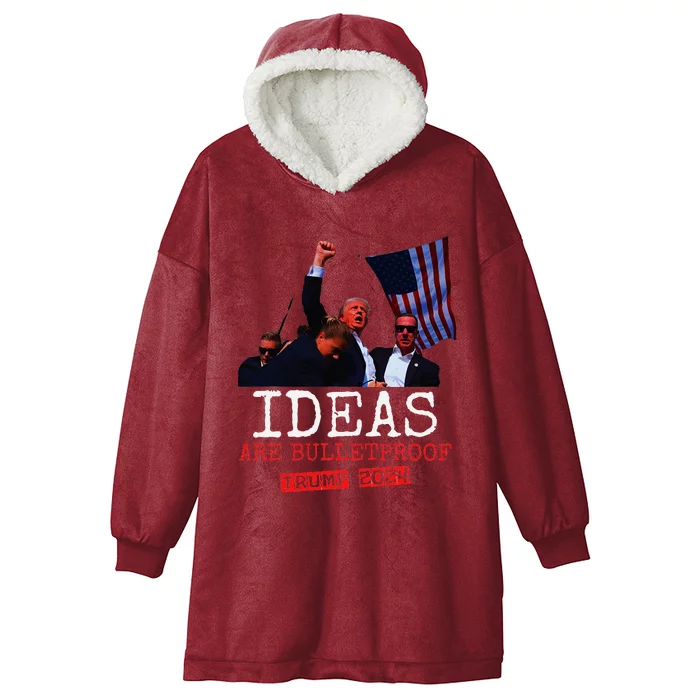 Ideas Are Bulletproof Trump 2024 Hooded Wearable Blanket