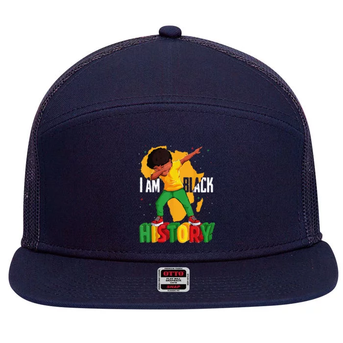 I Am Black History Black History Month 7 Panel Mesh Trucker Snapback Hat