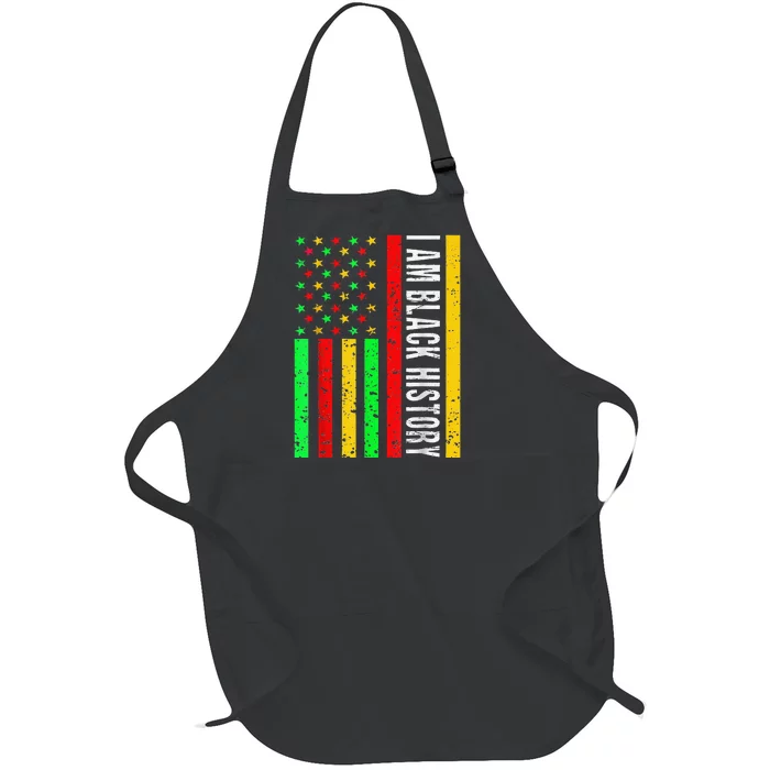 I Am Black History African American Flag Full-Length Apron With Pocket