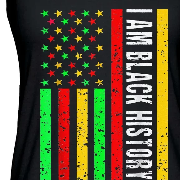 I Am Black History African American Flag Ladies Essential Flowy Tank