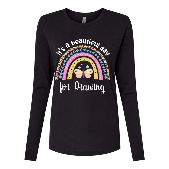 It's A Beautiful Day For Drawing Boho Rainbow Style Funny Gift Womens Cotton Relaxed Long Sleeve T-Shirt