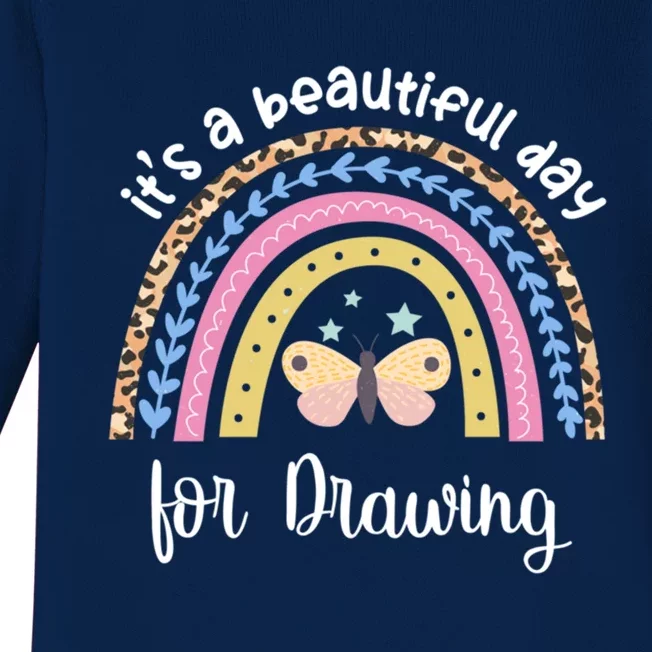 It's A Beautiful Day For Drawing Boho Rainbow Style Funny Gift Baby Long Sleeve Bodysuit