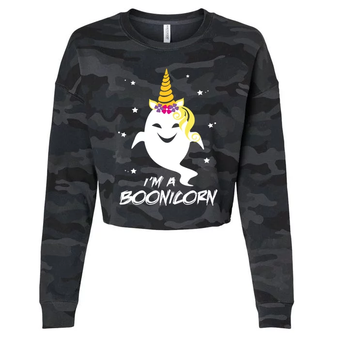 Im A Boonicorn Cute Halloween Unicorn Boo Ghost Cute Gift Cropped Pullover Crew