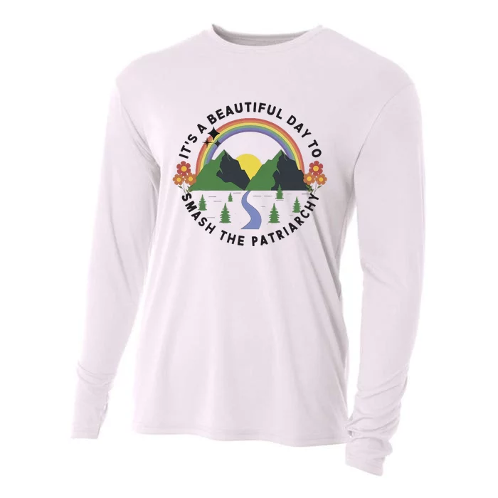 It's A Beautiful Day To Smash The Patriarchy retro Feminism Cooling Performance Long Sleeve Crew