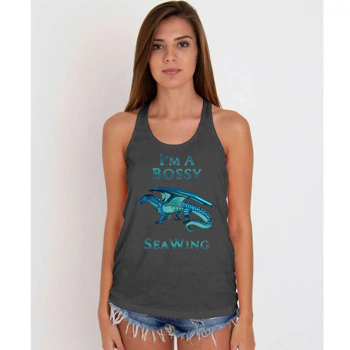 Im A Bossy Seawing Dragon Lovers Ocean Dragon Women's Knotted Racerback Tank