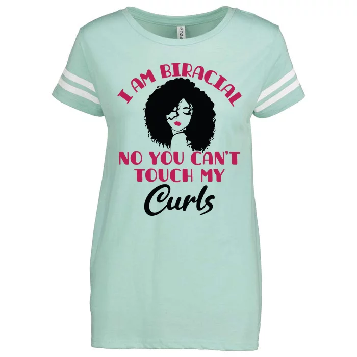 I Am Biracial Multiracial Funny Curls Mixed Race Girl Ethnic Enza Ladies Jersey Football T-Shirt