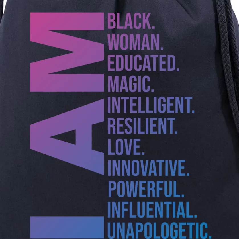 I Am Black Black History Month Educated Black Gift Drawstring Bag