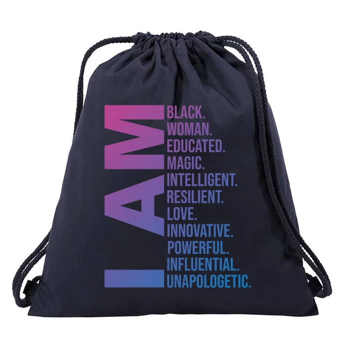 I Am Black Black History Month Educated Black Gift Drawstring Bag