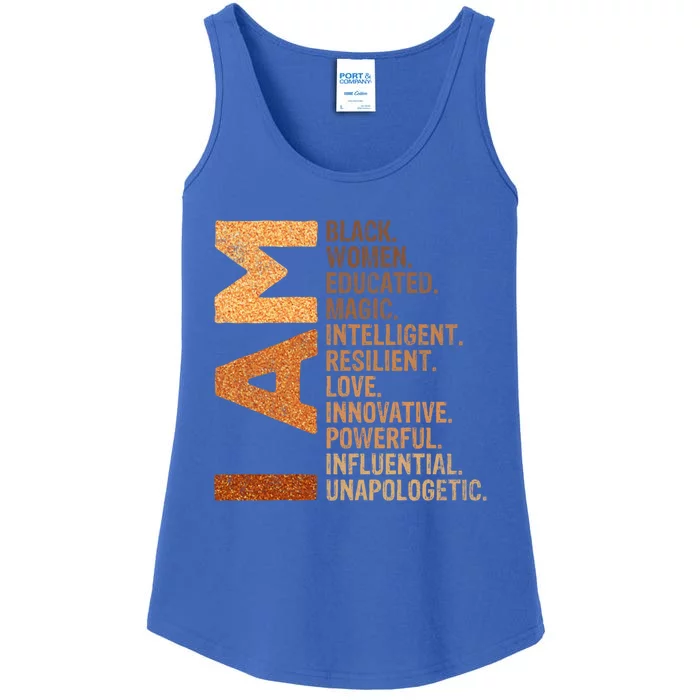 I Am Black Black History Juneteenth Melanin Educated Cute Gift Ladies Essential Tank