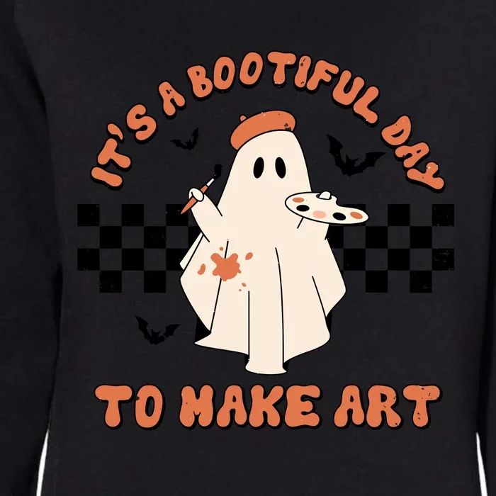 Its A Bootiful Day To Make Art Retro Halloween Womens California Wash Sweatshirt