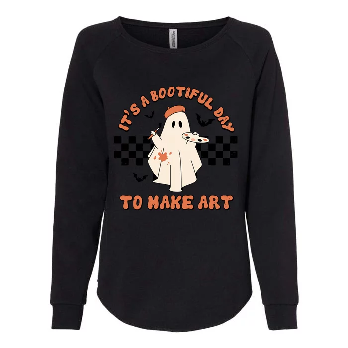 Its A Bootiful Day To Make Art Retro Halloween Womens California Wash Sweatshirt