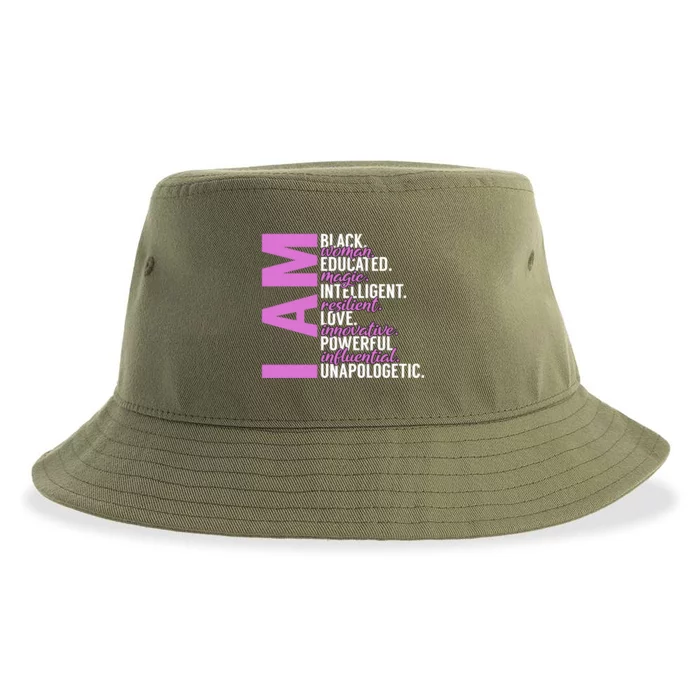 I Am Black Black History Month Educated Black Cool Gift Sustainable Bucket Hat