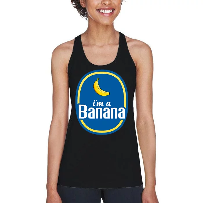 Im A Banana Costume Halloween Fruit Sticker Yellow Funny Women's Racerback Tank