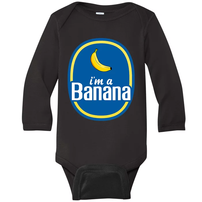 Im A Banana Costume Halloween Fruit Sticker Yellow Funny Baby Long Sleeve Bodysuit