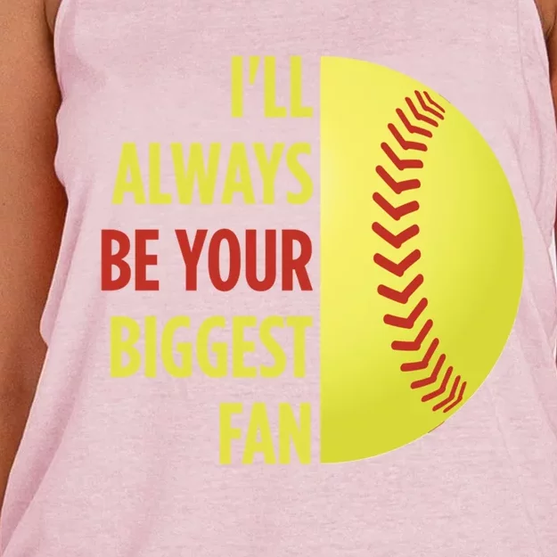 ILl Always Be Your Biggest Fan Gift For Mom Dad Softball Gift Women's Knotted Racerback Tank