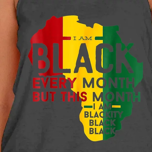 I Am Black Every Month Black Black History Month Women's Knotted Racerback Tank